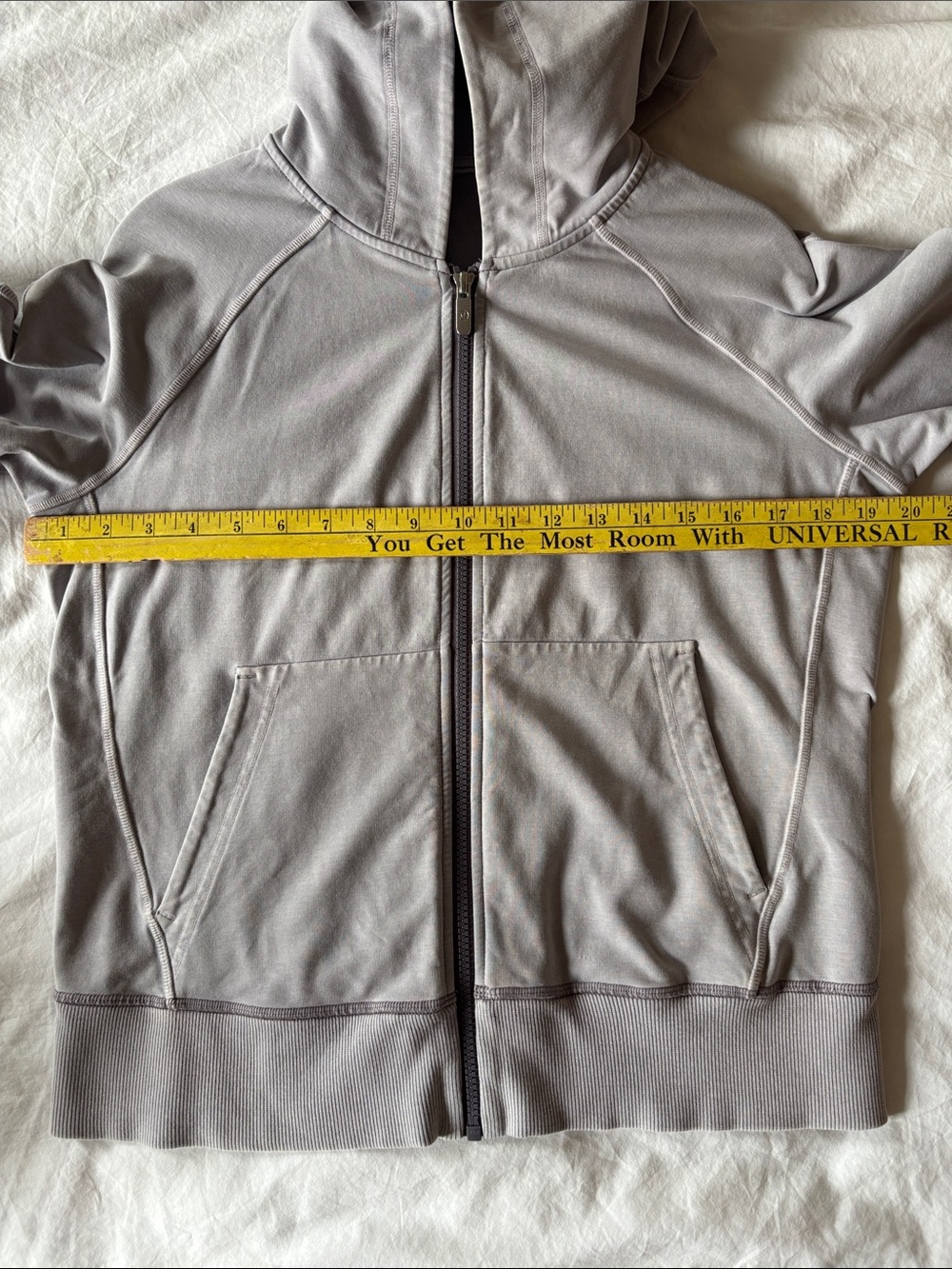 lululemon Cotton French Terry Full-Zip Hoodie, Washed Grey, size 6 - Picture 3 of 5